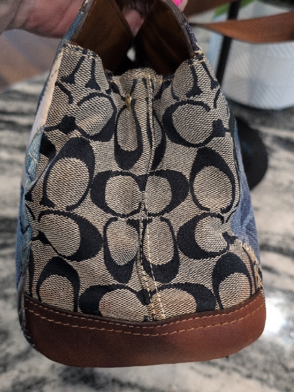 Coach VINTAGE Denim & Leather Patchwork Turnlock Bag w/Matching Wristlet - Picture 11 of 16